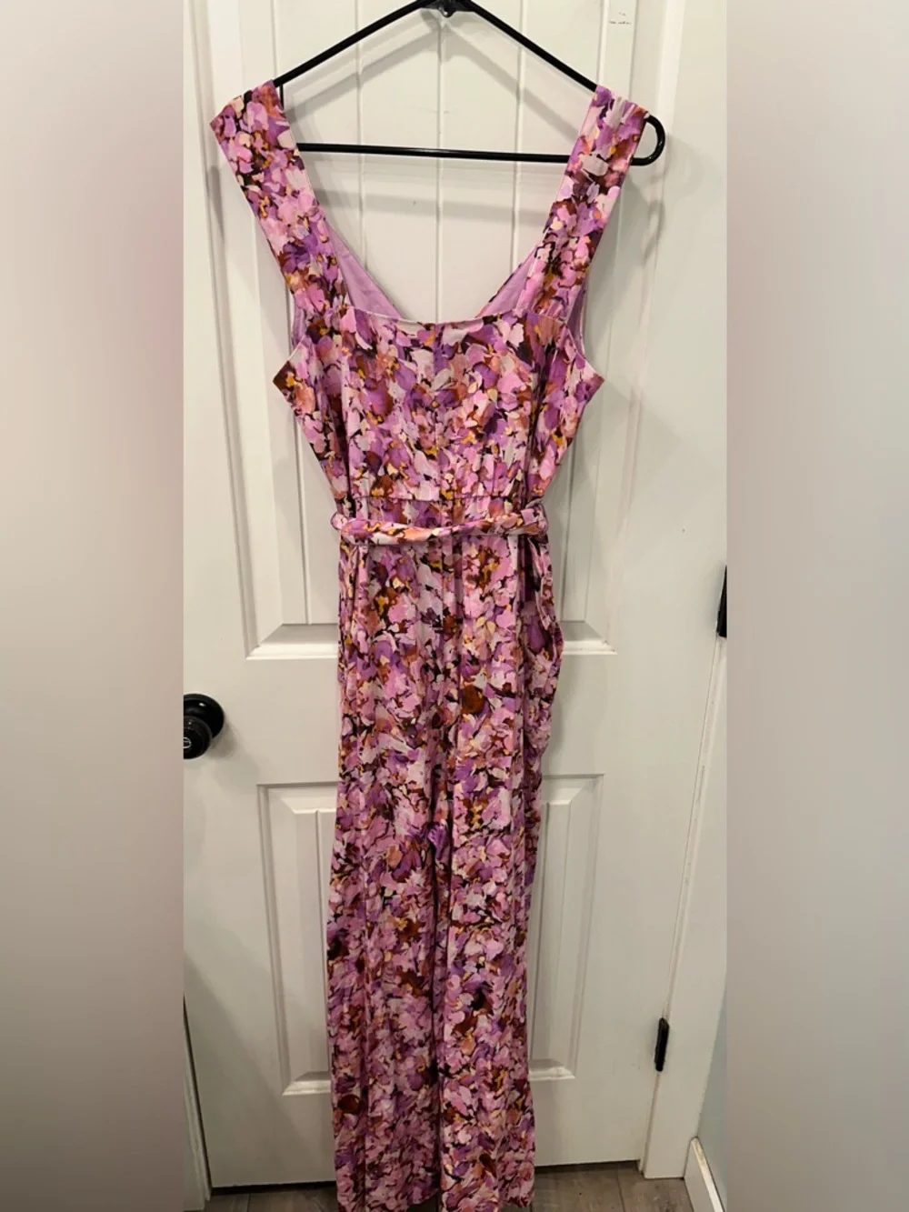 NWT Banana Republic Factory Linen Blend Origami Knot Jumpsuit Pink Floral S